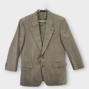 La Gatta Blazer Mens 46 Houndstooth Italy Wool Sport Coat Vintage Lined Brown